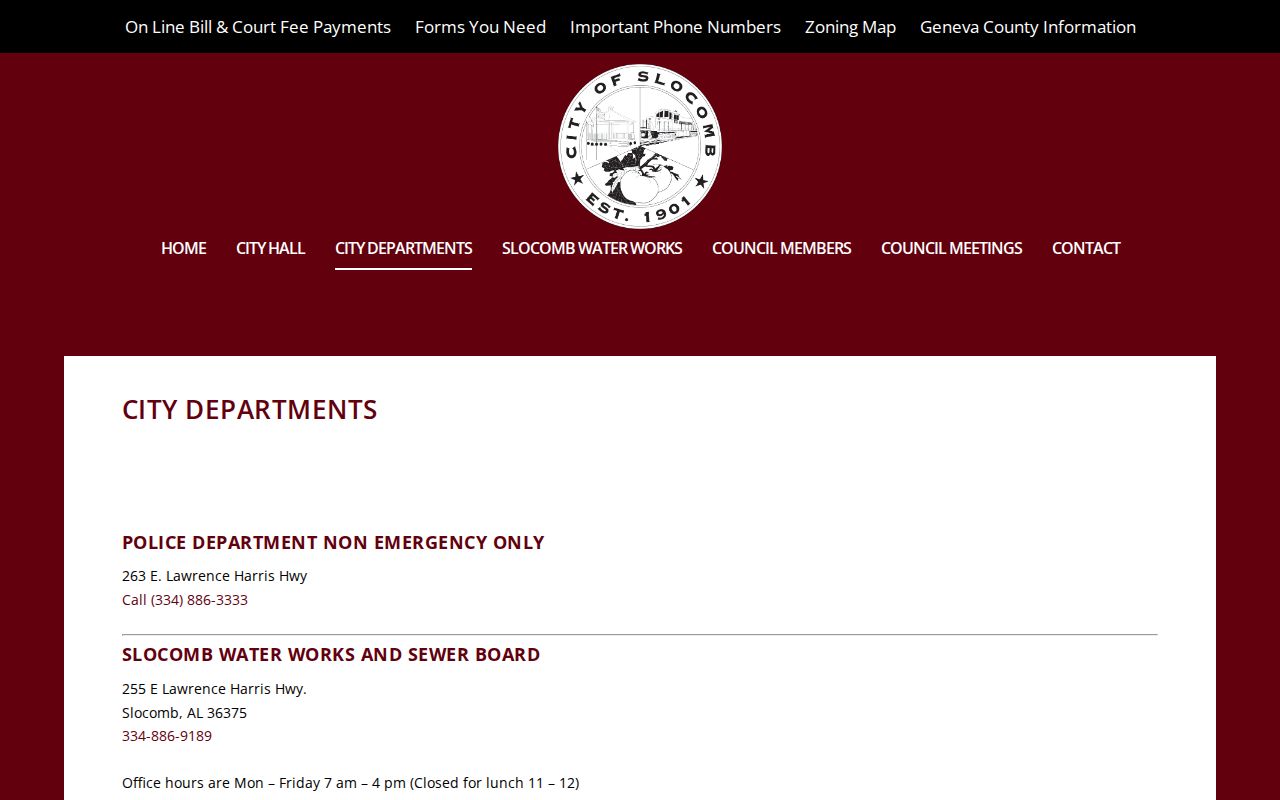 Slocomb warrant records municipal court and police departments