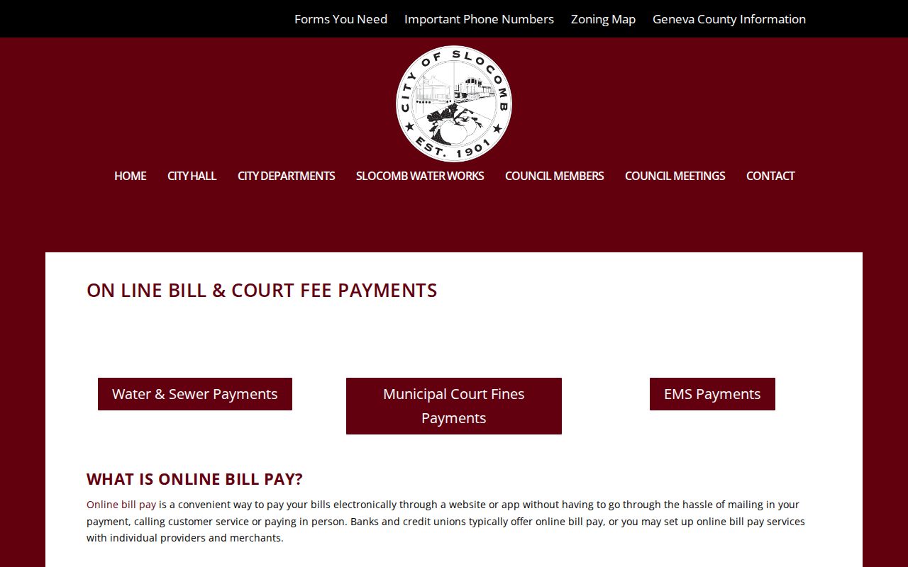Slocomb warrant records municipal court fee payment route