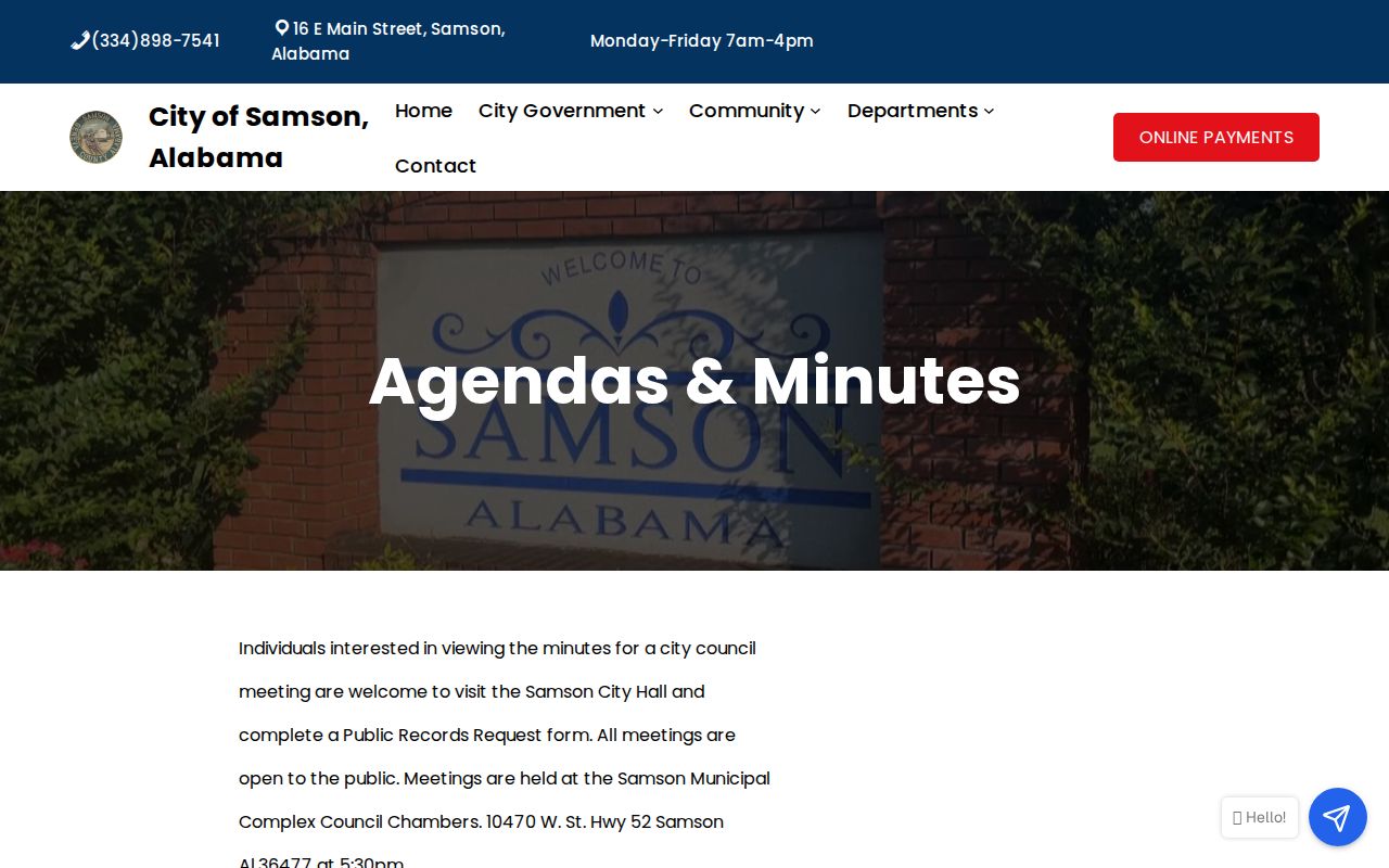 Samson warrant records municipal complex and public records context