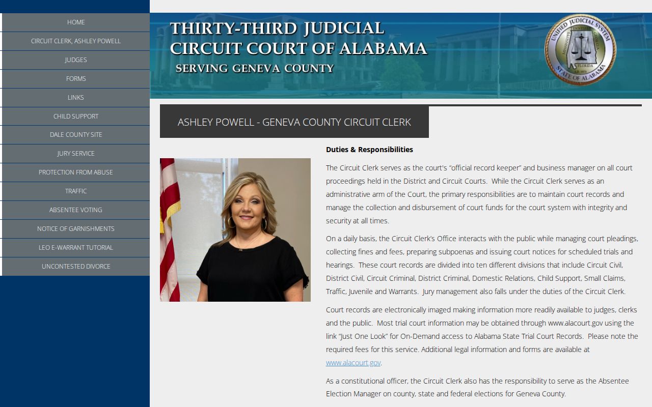 Geneva County warrant records divisions and Just One Look information